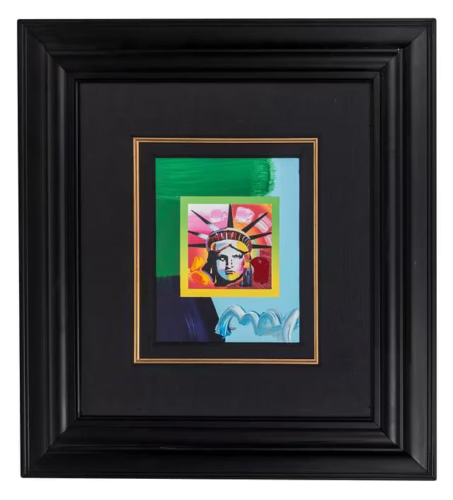 Ensemble de lithographies signées Peter Max – Statue de la Liberté, Beauté Blushing, Woodstock – Art encadré avec détails peints à la main OFFRE À DURÉE LIMITÉE !!!