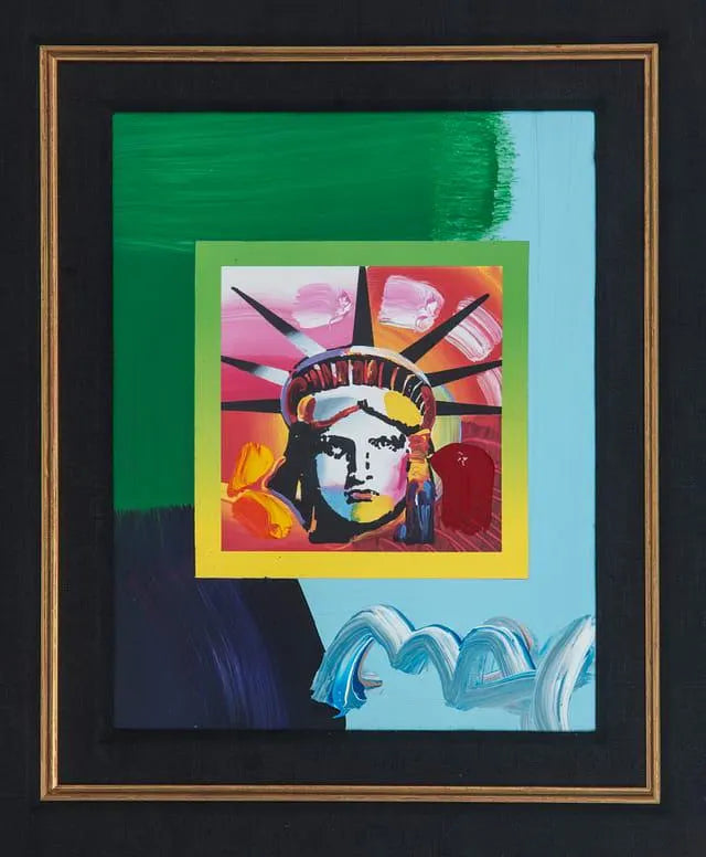Ensemble de lithographies signées Peter Max – Statue de la Liberté, Beauté Blushing, Woodstock – Art encadré avec détails peints à la main OFFRE À DURÉE LIMITÉE !!!