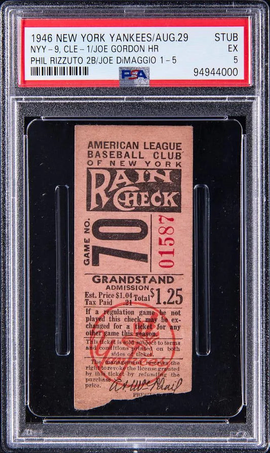 1946 New York Yankees Ticket Stub – PSA EX 5 – Joe DiMaggio Era | Vintage MLB Memorabilia